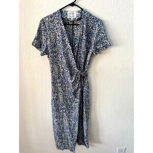 Vtg Adrianna Papell $225 100% Safe Silk Wrap Dress Cottagecore Floral Sz 12